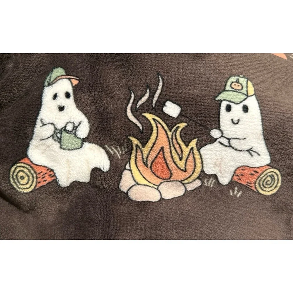 Viral Isaac Mizrahi Halloween Ghosts Camping, Reading, Fishing Reversible Throw